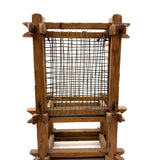 Old Hand-carved Folk Art (Sailor Made?) Chair with Interlocking Corners and Secret Rattles Inside