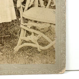 Penetrating Gaze and Folk Chair, Wonderfully Intense Antique Cabinet Card Photograph