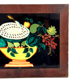 Electric Feeling 19th Century Tinsel Painting with Floating Watermelon and Knife, Original Frame