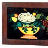 Electric Feeling 19th Century Tinsel Painting with Floating Watermelon and Knife, Original Frame