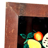 Electric Feeling 19th Century Tinsel Painting with Floating Watermelon and Knife, Original Frame