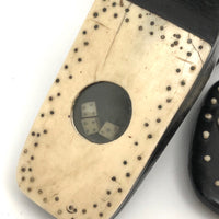 Amazing 19th C. Sailor Made Table Snuff Box with Rollable Dice Encased in Sole!