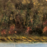 Merimere Reservoir, Hubbard Park, Meriden CT, Old Folk Art Oil on Board Painting