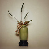 Ikebana Arrangement in Celadon Vase, Pristine and Moody 1966 Kodak Color Print