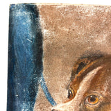 Dog with Blue Tassel, Charming 19th Century Pastel Drawing on Card
