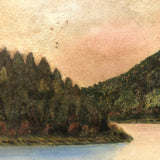 Merimere Reservoir, Hubbard Park, Meriden CT, Old Folk Art Oil on Board Painting