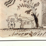 Man in Carriage, Horse with Hidden Head, Fantastic Tree and Fantasy Architecture, Nancy Linton's c. 1880s Ink Drawing