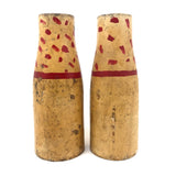 Pair of Old Carnival Knock Down Pins in Glorious Yellow and Red Paint