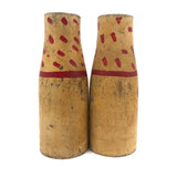 Pair of Old Carnival Knock Down Pins in Glorious Yellow and Red Paint
