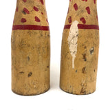 Pair of Old Carnival Knock Down Pins in Glorious Yellow and Red Paint