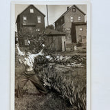 The Champion, Boy in Back Yard with Raised Fists and Protruding Ribs, c. 1940s Snapshot