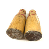 Pair of Old Carnival Knock Down Pins in Glorious Yellow and Red Paint