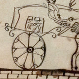 Man in Carriage, Horse with Hidden Head, Fantastic Tree and Fantasy Architecture, Nancy Linton's c. 1880s Ink Drawing