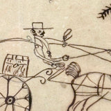 Man in Carriage, Horse with Hidden Head, Fantastic Tree and Fantasy Architecture, Nancy Linton's c. 1880s Ink Drawing