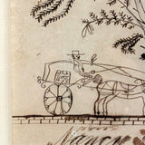 Man in Carriage, Horse with Hidden Head, Fantastic Tree and Fantasy Architecture, Nancy Linton's c. 1880s Ink Drawing