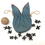SOLD Old Jacks Set in Embroidered Denim Bunny Bag