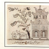 Man in Carriage, Horse with Hidden Head, Fantastic Tree and Fantasy Architecture, Nancy Linton's c. 1880s Ink Drawing