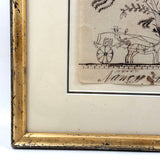 Man in Carriage, Horse with Hidden Head, Fantastic Tree and Fantasy Architecture, Nancy Linton's c. 1880s Ink Drawing