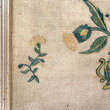 Sincerity and Truth, Early 19th Century Needlepoint Sampler with Verse and Glorious Flowers in Urn