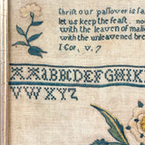 Sincerity and Truth, Early 19th Century Needlepoint Sampler with Verse and Glorious Flowers in Urn
