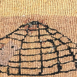 Cat and Mouse in (or on?) Cage, Wonderful Antique Hand-dyed Wool Needlepoint Tapestry, Mounted to Stretcher