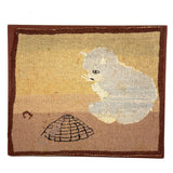Cat and Mouse in (or on?) Cage, Wonderful Antique Hand-dyed Wool Needlepoint Tapestry, Mounted to Stretcher