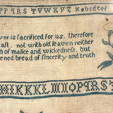 Sincerity and Truth, Early 19th Century Needlepoint Sampler with Verse and Glorious Flowers in Urn