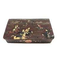 Hand-painted Qajar Lacquer Box with Chaugun (Polo) Players