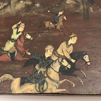 Hand-painted Qajar Lacquer Box with Chaugun (Polo) Players