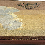 Cat and Mouse in (or on?) Cage, Wonderful Antique Hand-dyed Wool Needlepoint Tapestry, Mounted to Stretcher