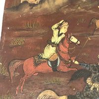 Hand-painted Qajar Lacquer Box with Chaugun (Polo) Players