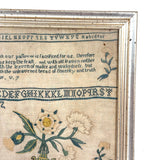 Sincerity and Truth, Early 19th Century Needlepoint Sampler with Verse and Glorious Flowers in Urn