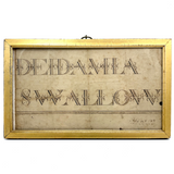 Deidamla Swallow (b. 1778, Groton, MA) Fraktur Penmanship Nameplate in Lemon Gold Frame