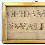 Deidamla Swallow (b. 1778, Groton, MA) Fraktur Penmanship Nameplate in Lemon Gold Frame
