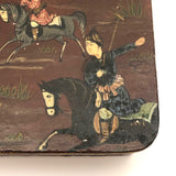 Hand-painted Qajar Lacquer Box with Chaugun (Polo) Players