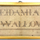 Deidamla Swallow (b. 1778, Groton, MA) Fraktur Penmanship Nameplate in Lemon Gold Frame