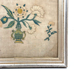 Sincerity and Truth, Early 19th Century Needlepoint Sampler with Verse and Glorious Flowers in Urn