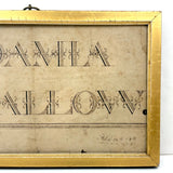 Deidamla Swallow (b. 1778, Groton, MA) Fraktur Penmanship Nameplate in Lemon Gold Frame