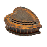 Wonderful Antique Hand-carved Heart Shaped Box with Scalloped Edges Everywhere