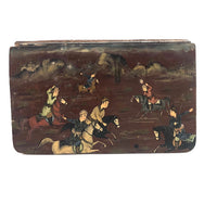 Hand-painted Qajar Lacquer Box with Chaugun (Polo) Players