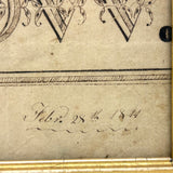 Deidamla Swallow (b. 1778, Groton, MA) Fraktur Penmanship Nameplate in Lemon Gold Frame