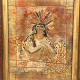 Feathers and Arrows, Wonderful, Unusual 19th Century Stumpwork Style Embroidered Portrait on Painted Silk