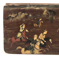 Hand-painted Qajar Lacquer Box with Chaugun (Polo) Players