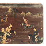 Hand-painted Qajar Lacquer Box with Chaugun (Polo) Players