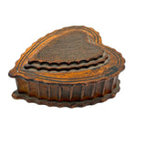 Wonderful Antique Hand-carved Heart Shaped Box with Scalloped Edges Everywhere