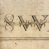 Deidamla Swallow (b. 1778, Groton, MA) Fraktur Penmanship Nameplate in Lemon Gold Frame