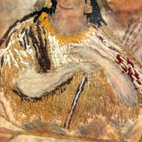Feathers and Arrows, Wonderful, Unusual 19th Century Stumpwork Style Embroidered Portrait on Painted Silk