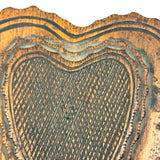 Wonderful Antique Hand-carved Heart Shaped Box with Scalloped Edges Everywhere