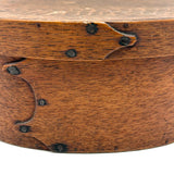 Mid 19th Century Oval Pantry Box with Unusual Double Fingered Lap and Square Head Nails