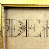 Deidamla Swallow (b. 1778, Groton, MA) Fraktur Penmanship Nameplate in Lemon Gold Frame